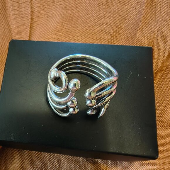 Sterling Silver 925 Designer ATI Thailand Modernist Swirl Ring - Picture 2 of 9